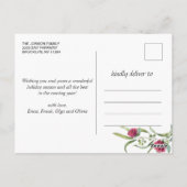 PHOTO Waterverf Winter Rozen Flowers Kerstmis Briefkaart (Achterkant)