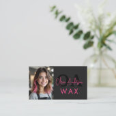 Photo Wax Esthetician QR Code Hot Pink Black Visitekaartje (Staand voorkant)