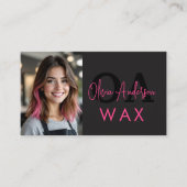 Photo Wax Esthetician QR Code Hot Pink Black Visitekaartje (Voorkant)