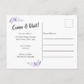 Photo We Have Moved Brush Script Overlay Aankondigingskaart (Achterkant)