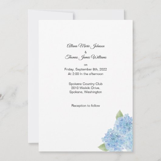 Photo Weddenschap - Blue Hydrangeas Save The Date (Achterkant)