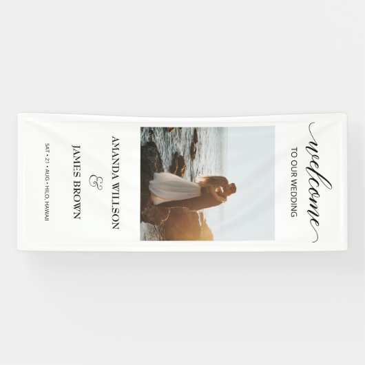 Photo Weddenschap Welkomstkalligrafie-script Spandoek (Horizontaal)