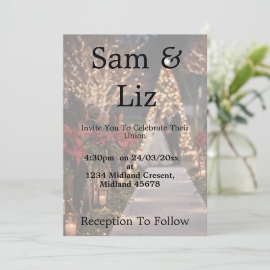 Photo Wedding Invitation | Customisable Wedding Kaart (Staand voorkant)
