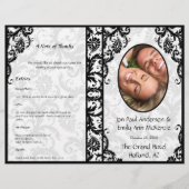 Photo Wedding Program Black Damask (Voorkant)