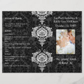 Photo Wedding Program Black Grey & White Damask (Voorkant)