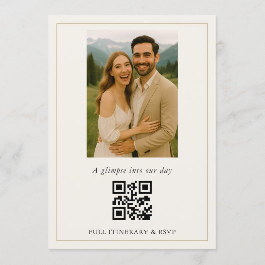 Photo Wedding Rustic Minimalist Simple Invitation Kaart (Achterkant)