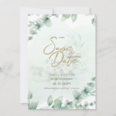 PHOTO Wedding Save the Date Rustic Botanical Green Kaart (Voorkant)