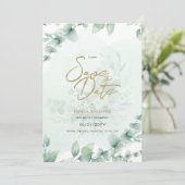PHOTO Wedding Save the Date Rustic Botanical Green Kaart (Staand voorkant)