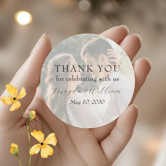Photo Wedding Thank You Ronde Sticker