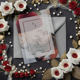 Photo Wedding Vellum Transparency Effect Initials Uitnodigingen