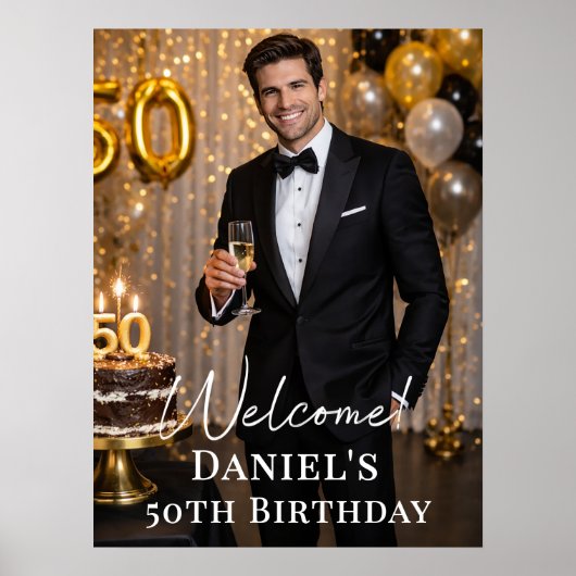 Photo welcome birthday party poster (Voorkant)