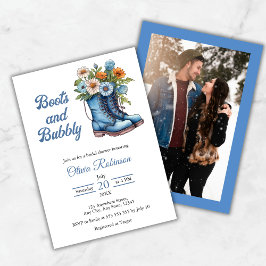 Photo Western Blue Boots & Bubbly Bridal Shower  Kaart