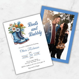 Photo Western Blue Boots & Bubbly Bridal Shower  Kaart