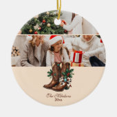 Photo Western Bow & Boots Christmas  Keramisch Ornament (Voorkant)
