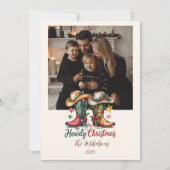 Photo Western Cowboy Boots Rustic Howdy Christmas Feestdagenkaart (Voorkant)