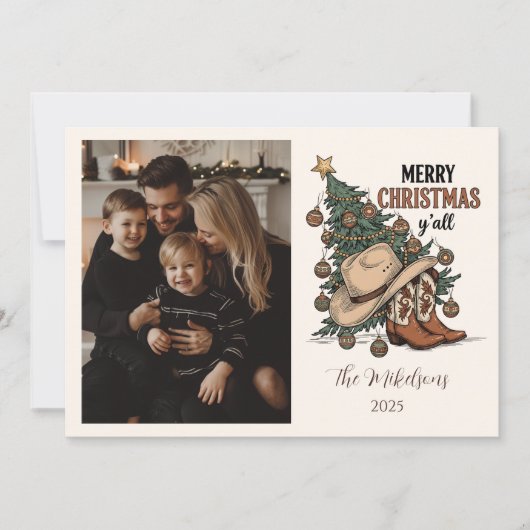 Photo Western Merry Christmas Y’all Feestdagenkaart (Voorkant)