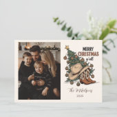 Photo Western Merry Christmas Y’all Feestdagenkaart (Staand voorkant)
