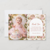 Photo Whimsical Fairy First Birthday Bedankkaart (Voorkant)