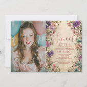 Photo Whimsical Pastel Wildflower Sweet 16 Kaart (Voorkant)