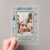 Photo Whimsical Quirky Doodle Holiday Acryl Uitnodigingen (Insitu (Draagbaar))