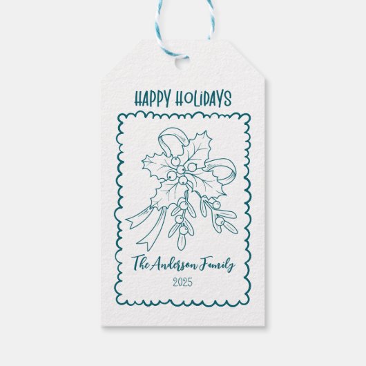 Photo Whimsical Quirky Doodle Holiday Cadeaulabel (Achterkant)