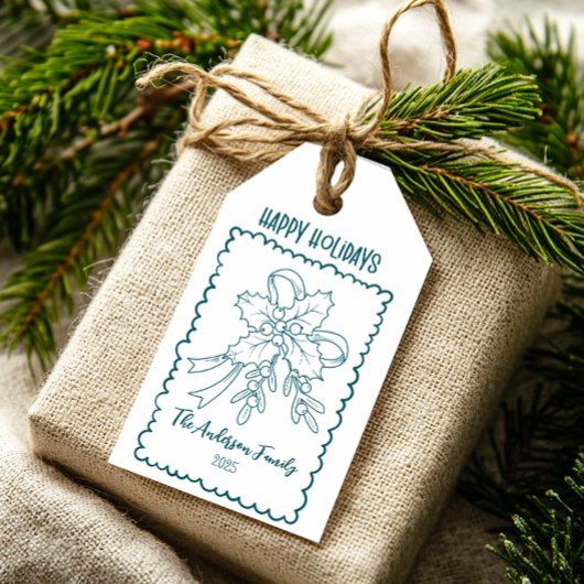 Photo Whimsical Quirky Doodle Holiday Cadeaulabel