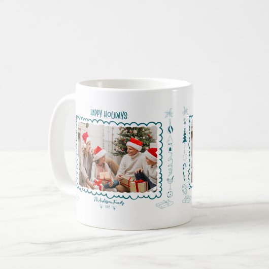 Photo Whimsical Quirky Doodle Holiday Koffiemok (Voorkant links)