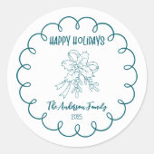 Photo Whimsical Quirky Doodle Holiday Ronde Sticker (Voorkant)