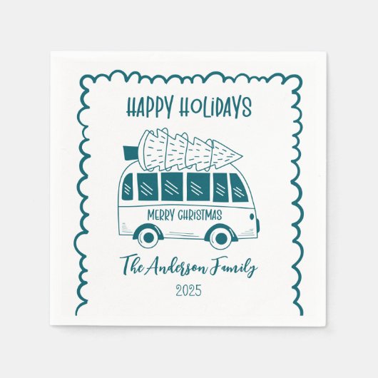 Photo Whimsical Quirky Doodle Holiday Servet (Voorkant)