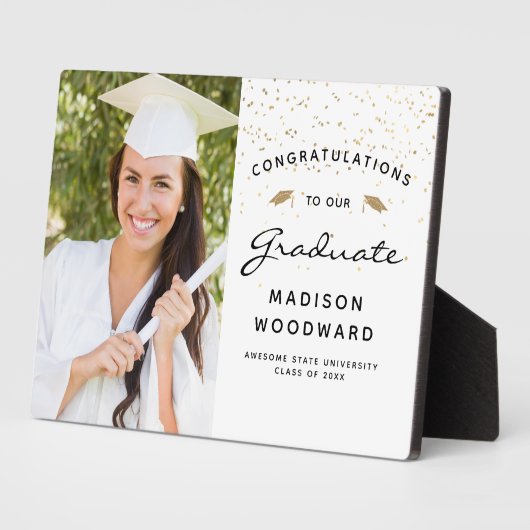 Photo White Black Script Gold Afstuderen Keepomwil Fotoplaat (Zijkant)