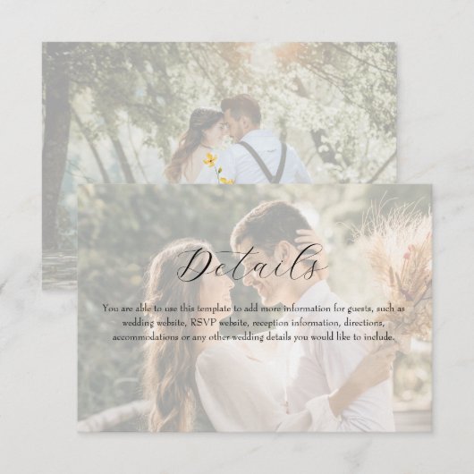Photo Wildflower Wedding Details Informatiekaartje (Voorkant / Achterkant)