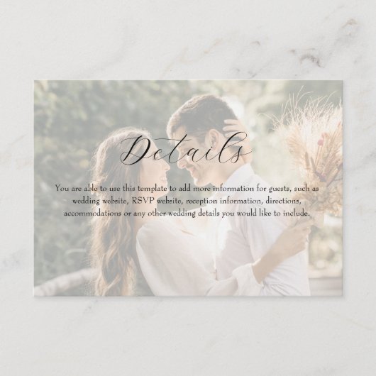 Photo Wildflower Wedding Details Informatiekaartje (Voorkant)