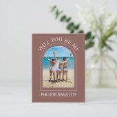 Photo Will You Be My Bridesmaid Proposal Card Kaart (Staand voorkant)