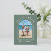 Photo Will You Be My Bridesmaid Proposal Card Kaart (Staand voorkant)