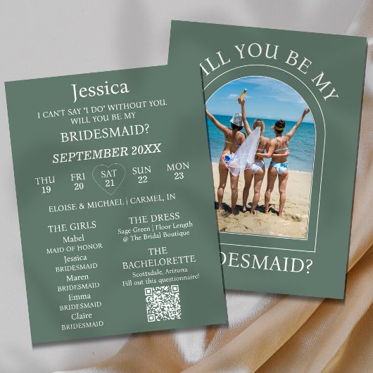 Photo Will You Be My Bridesmaid Proposal Card Kaart