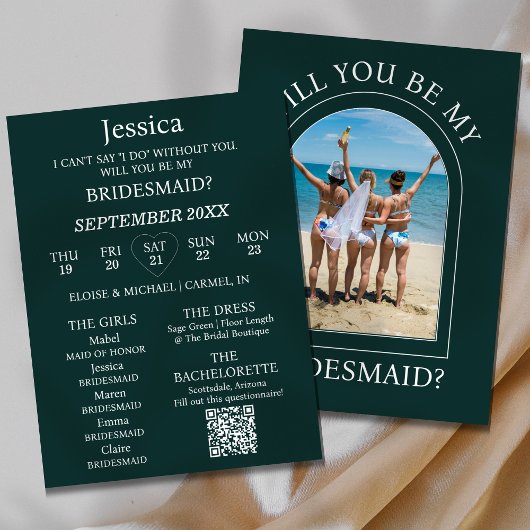 Photo Will You Be My Bridesmaid Proposal Card Kaart
