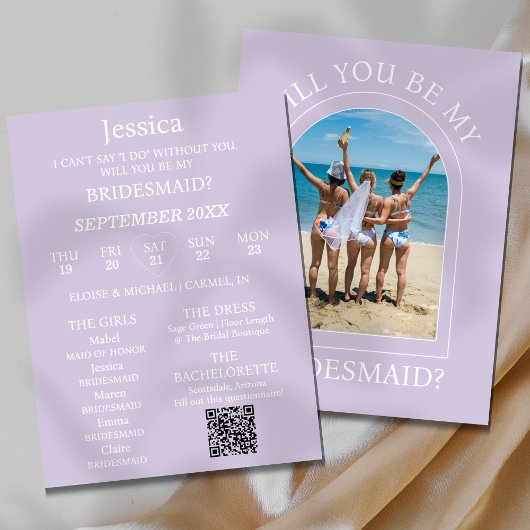 Photo Will You Be My Bridesmaid Proposal Card Kaart