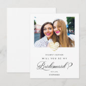 Photo Will You Be My Bridesmaid White Heart Briefkaart (Voorkant / Achterkant)