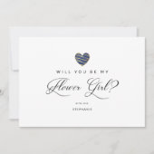 Photo Will You Be My flower Girl Navy Heart (Voorkant)