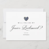 Photo Will You Be My Junior Bridesmaid Navy Heart (Voorkant)