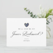 Photo Will You Be My Junior Bridesmaid Navy Heart (Staand voorkant)