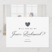 Photo Will You Be My Junior Bridesmaid Navy Heart (Voorkant / Achterkant)