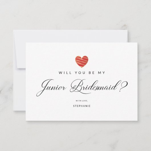 Photo Will You Be My Junior Bridesmaid Red Heart (Voorkant)