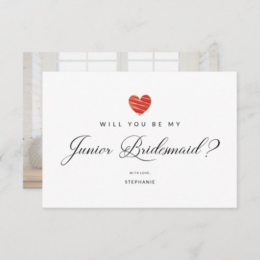 Photo Will You Be My Junior Bridesmaid Red Heart (Voorkant / Achterkant)