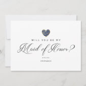 Photo Will You Be My Maid of Honor Navy Heart (Voorkant)