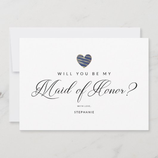 Photo Will You Be My Maid of Honor Navy Heart (Voorkant)