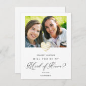 Photo Will You Be My Maid of Honor White Heart Briefkaart (Voorkant / Achterkant)