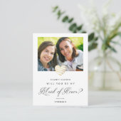 Photo Will You Be My Maid of Honor White Heart Briefkaart (Staand voorkant)