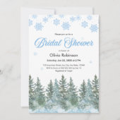 Photo Winter Pine Trees Snowflakes Bridal Shower Kaart (Voorkant)