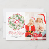 PHOTO Winter Wreath Holiday Flat kerstkaart (Voorkant)